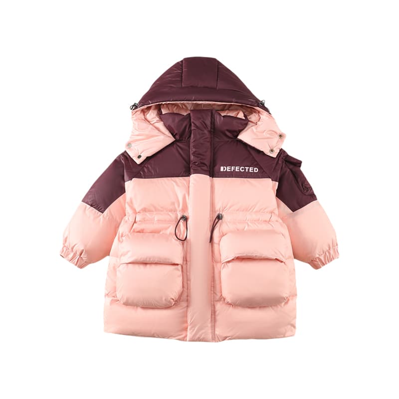 SHIBU D8610-Double Pocket Color-Block Хлопковый Волокно Куртка Розовый Kids Утеплённая Куртка - изображение 1