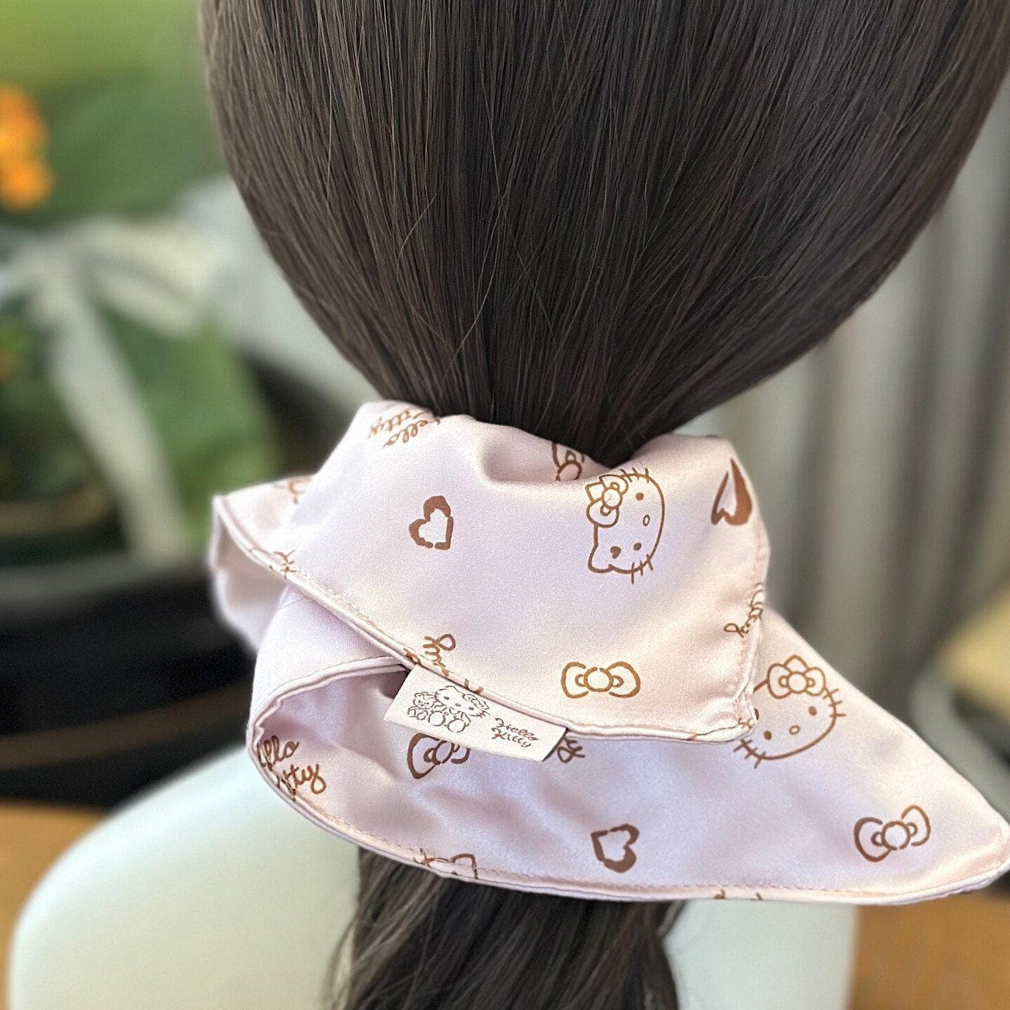 Sanrio Хелло Китти Квадратный шарф Ярко-розовый Сатин Резинка для волос Полиэстер Женский - изображение 3