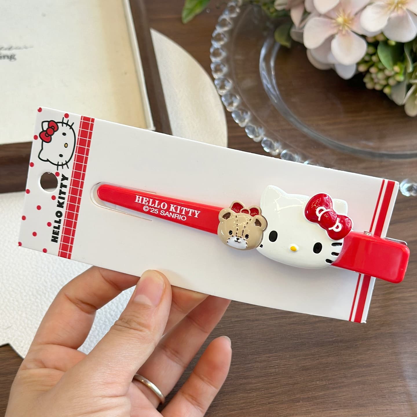 Заколка Sanrio Хелло Китти Японский стиль милый медвежонок большой бесшовный заколка «уточка» сладкий акрил заколки для волос женский - изображение 3