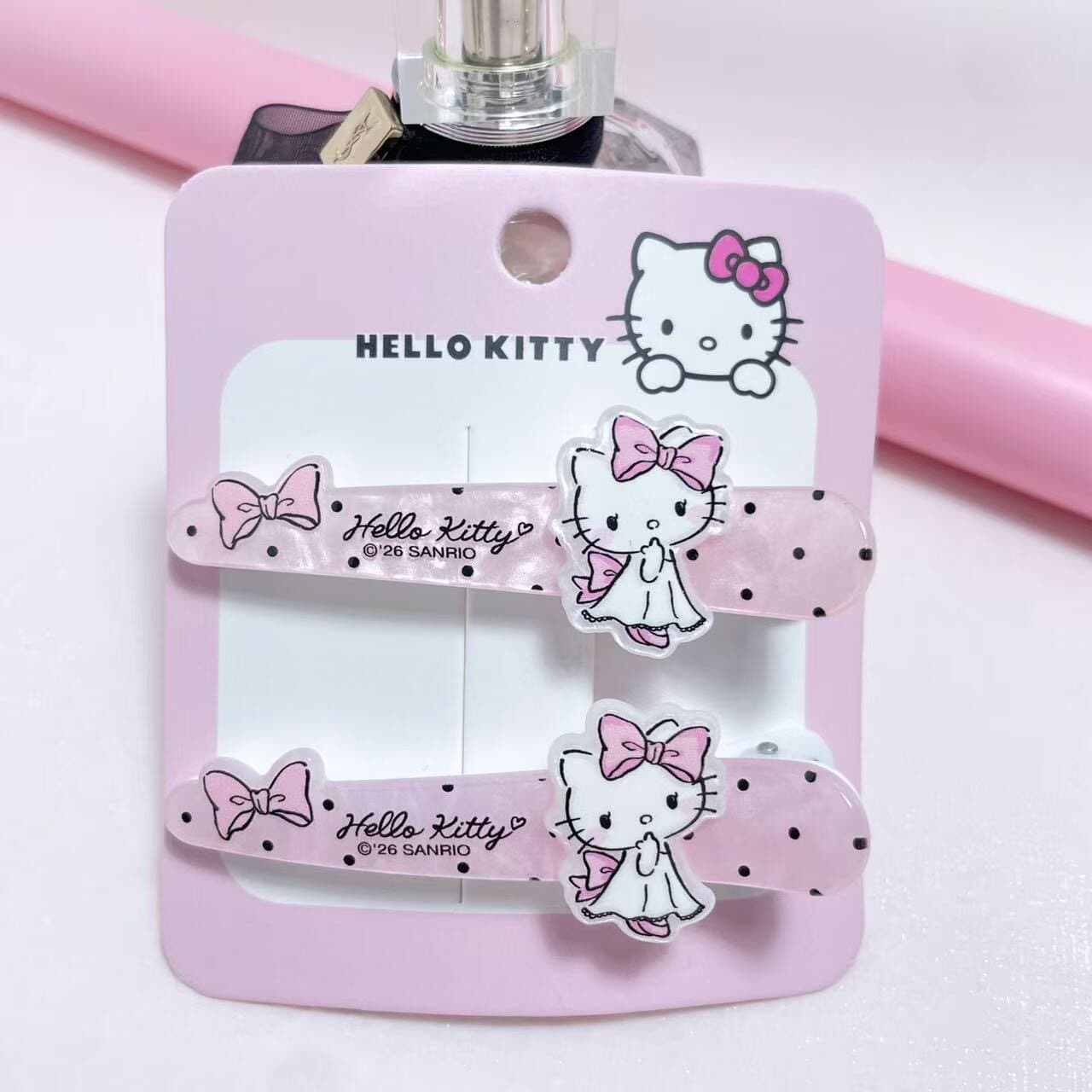 Заколка Sanrio Hello Kitty Розовый цвет сакуры Женские заколки для волос Акрил - изображение 2