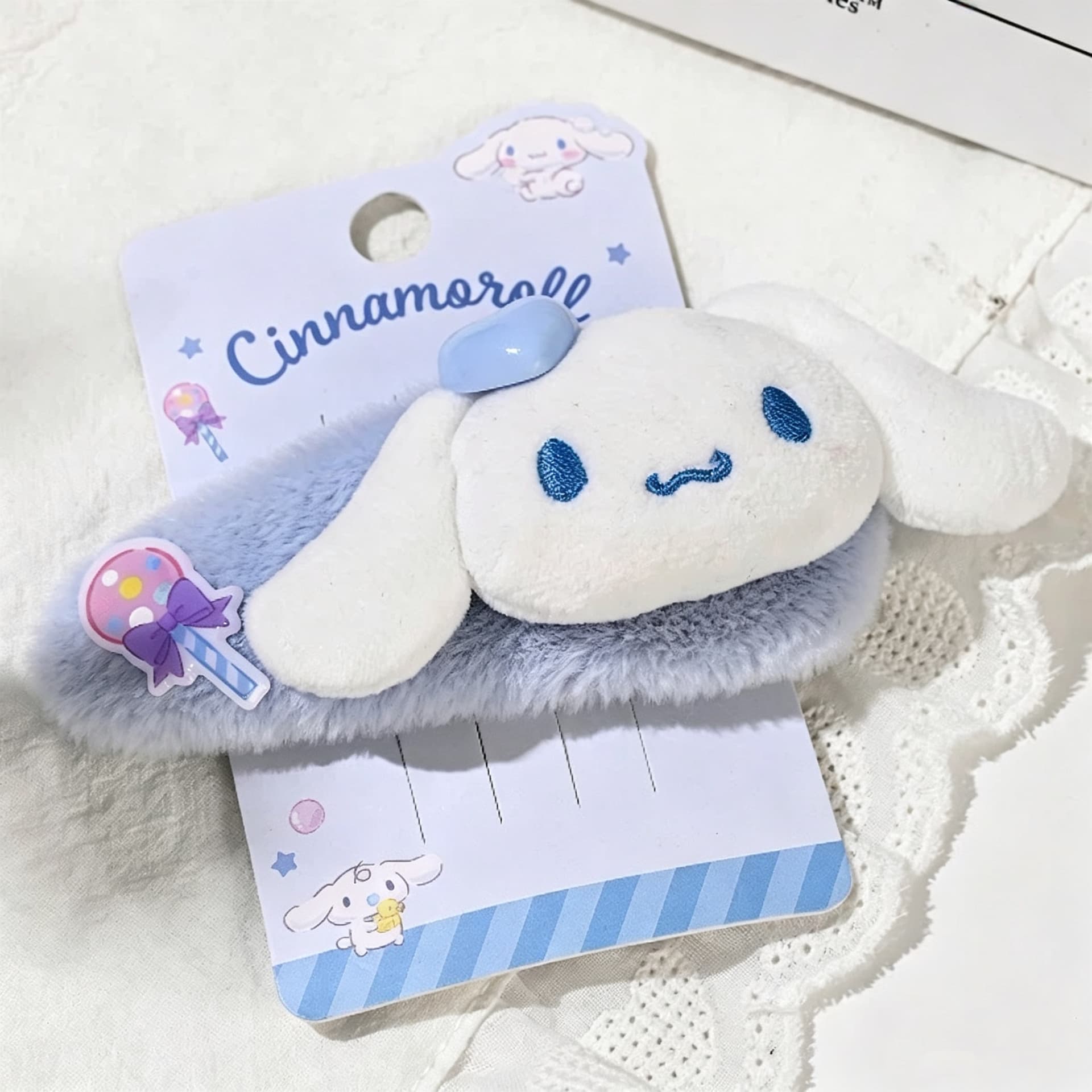 Заколка Санрио Kuromi Collection Cinnamoroll Collection Полиэфирное волокно Заколки для волос Женские - изображение 2