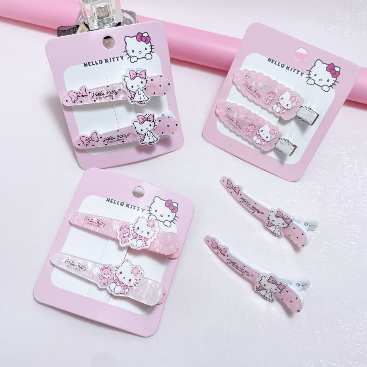 Заколка Sanrio Hello Kitty Розовый цвет сакуры Женские заколки для волос Акрил - изображение 3
