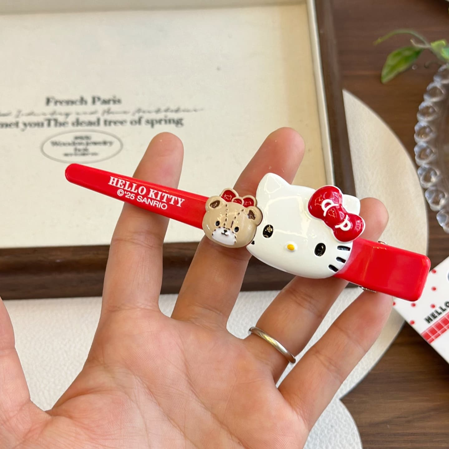 Заколка Sanrio Хелло Китти Японский стиль милый медвежонок большой бесшовный заколка «уточка» сладкий акрил заколки для волос женский - изображение 5