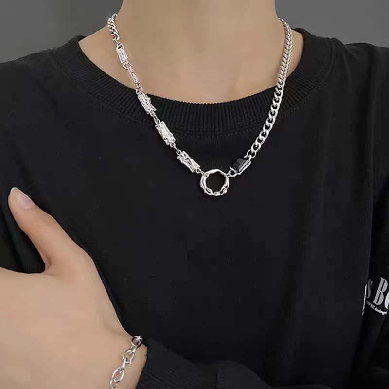 Ожерелье OWO Титановое стальное ожерелье унисекс серебряное - изображение 3