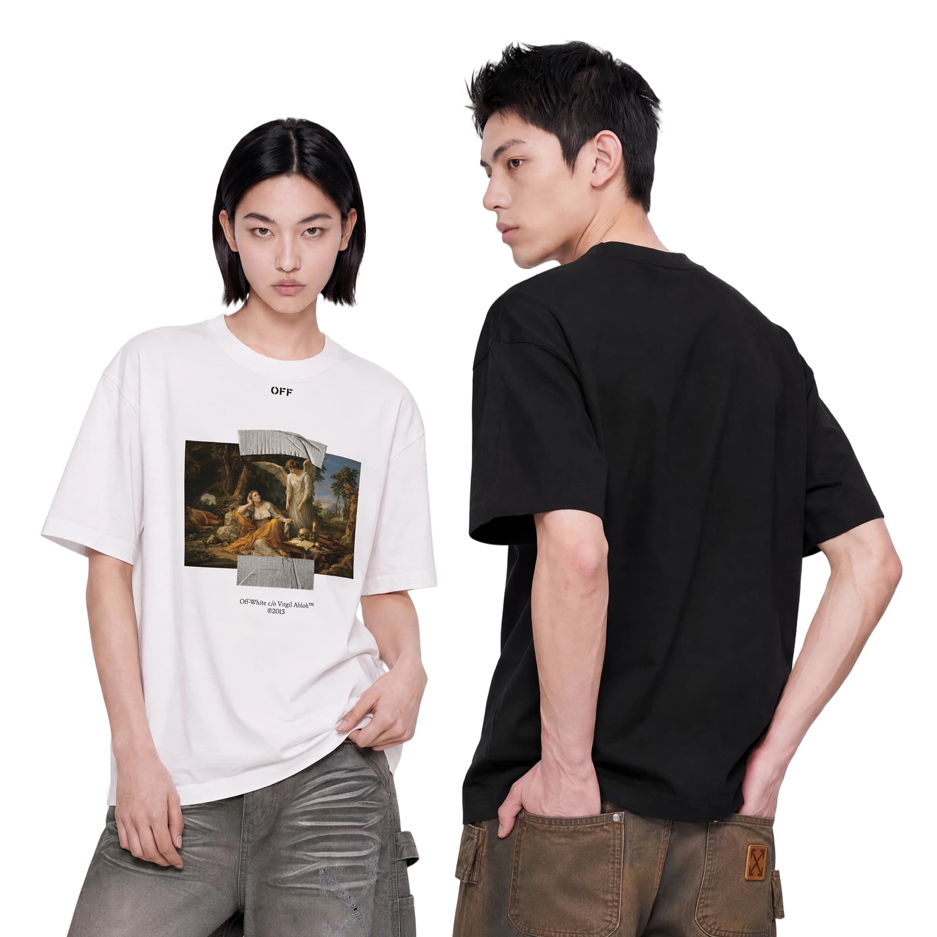 Футболка OFF WHITE Короткий рукав T-рубашка унисекс подарочный набор в коробке - изображение 3