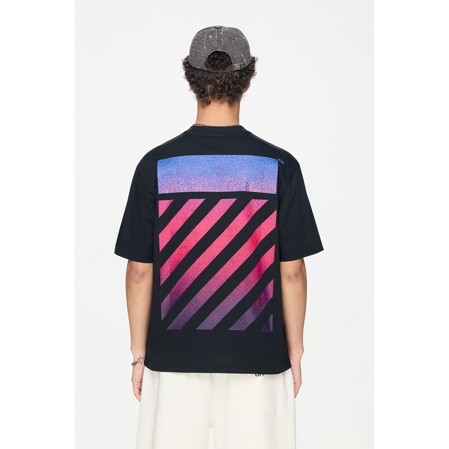 Футболка OFF-WHITE Унисекс футболка с пиксельным принтом и градиентом в модном премиум стиле - изображение 5