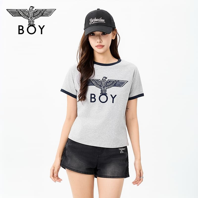 Футболка BOY LONDON Серый Темно-синий Синий Женские T-рубашки - изображение 3