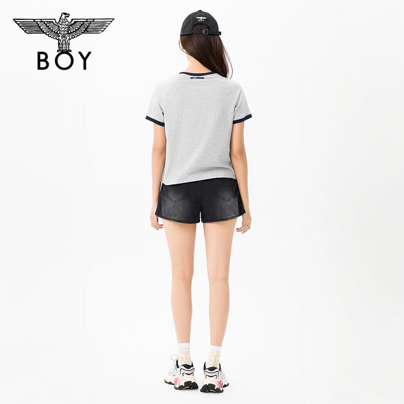 Футболка BOY LONDON Серый Темно-синий Синий Женские T-рубашки - изображение 5