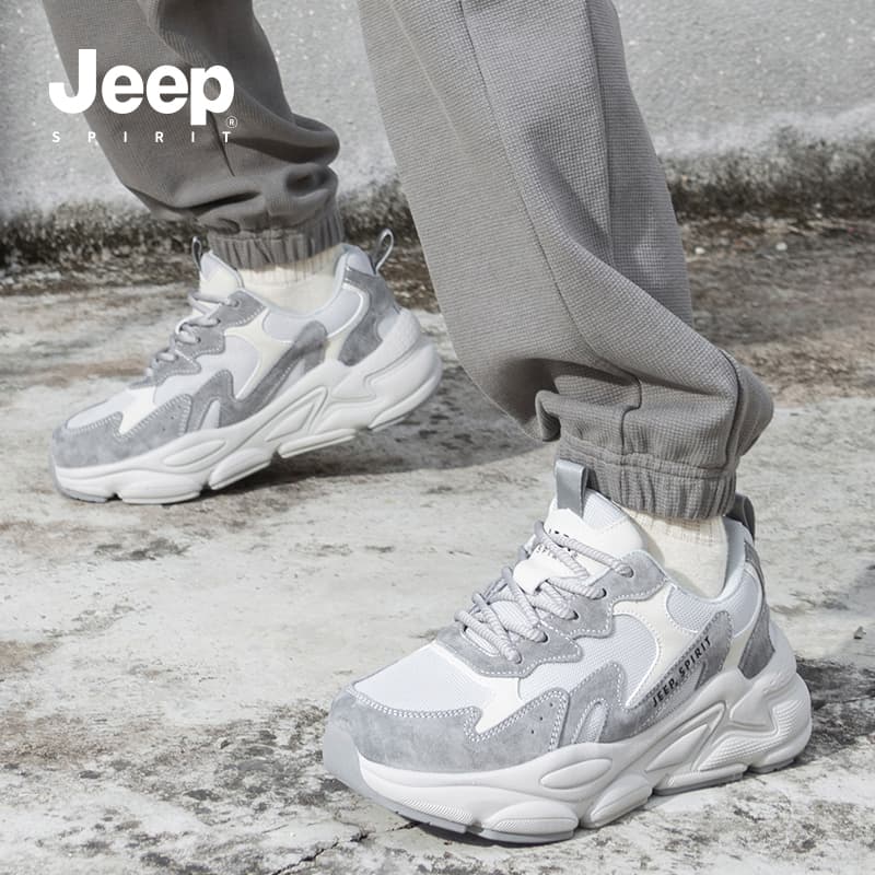 Кроссовки JEEP SPIRIT Износостойкий Дышащий Легкий Низкий Топ Обувь для бега Мужская Луна Пыль Серый - изображение 7