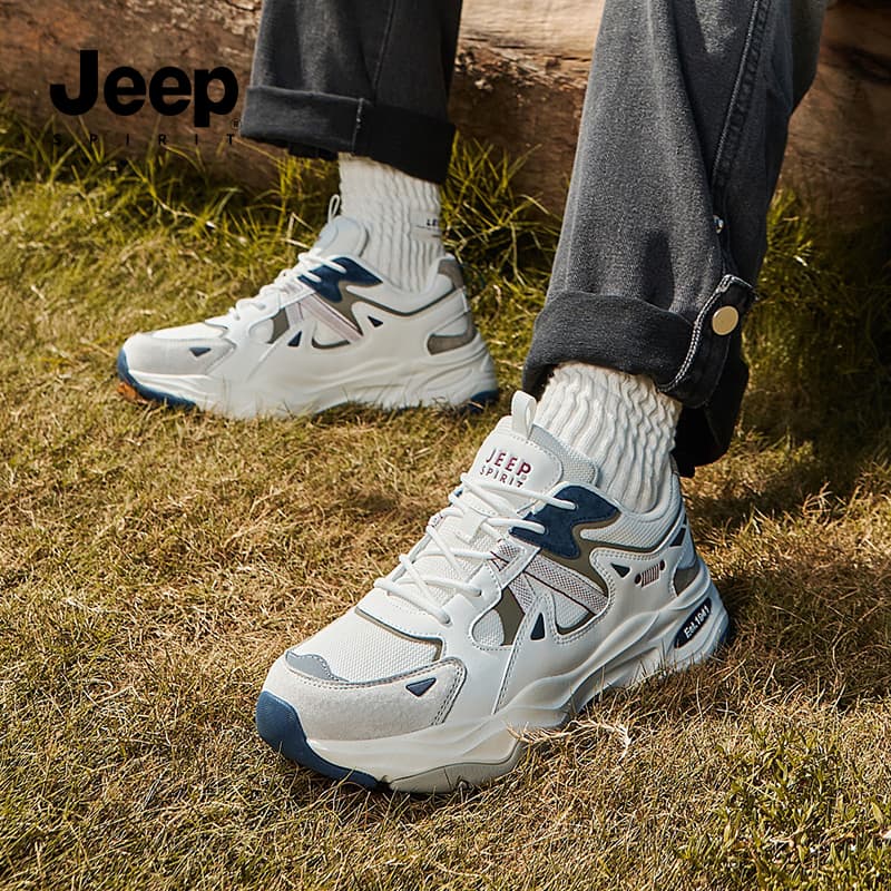 Кроссовки JEEP SPIRIT Амортизация Устойчивый к истиранию Дышащий Низкий Верх Массивные кроссовки Мужские Полярный Белый - изображение 11