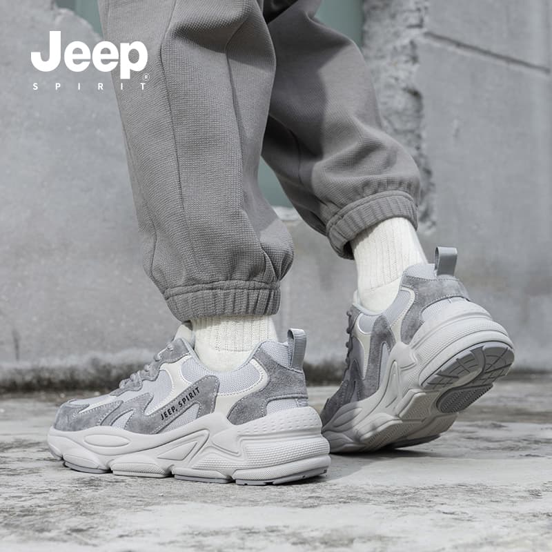 Кроссовки JEEP SPIRIT Износостойкий Дышащий Легкий Низкий Топ Обувь для бега Мужская Луна Пыль Серый - изображение 8
