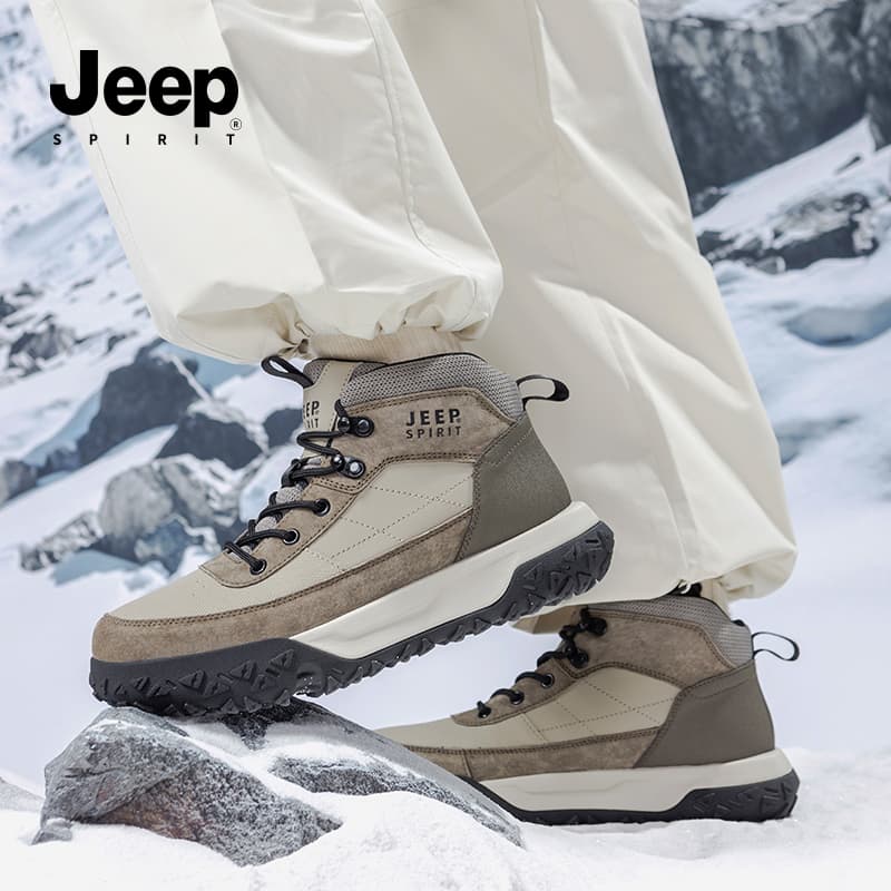 Кроссовки JEEP SPIRIT Уличная обувь Высокий верх Цвет оленины [Premium Texture Свинская кожа] Мужская - изображение 9