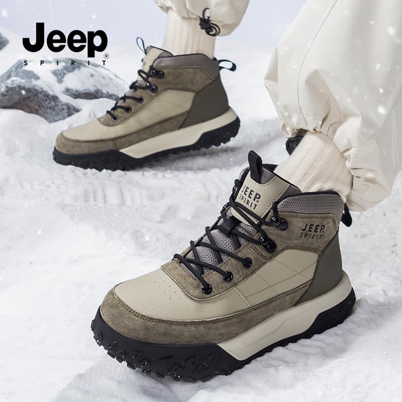 Кроссовки JEEP SPIRIT Уличная обувь Высокий верх Цвет оленины [Premium Texture Свинская кожа] Мужская - изображение 8
