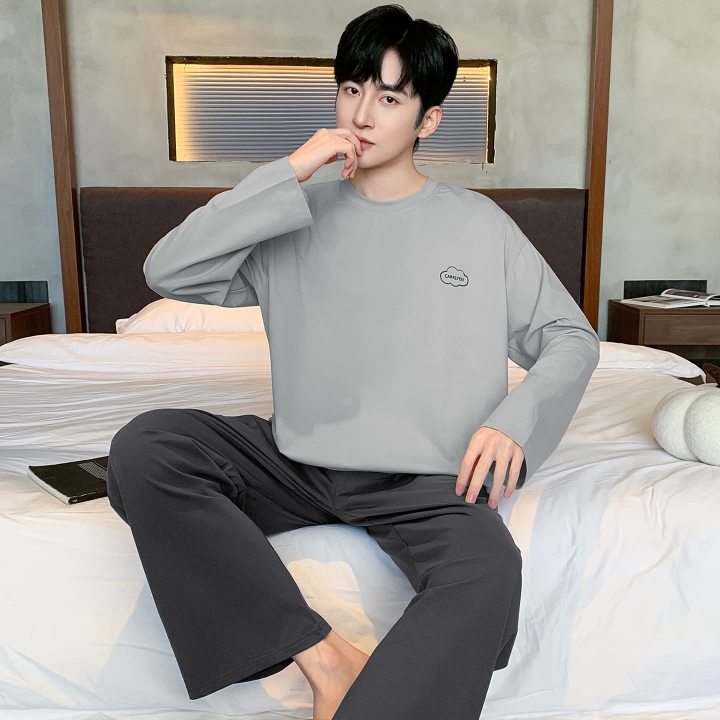 Пижама MIIOW Light Gray Magic Flower Set Men's Pajama Sets - изображение 4