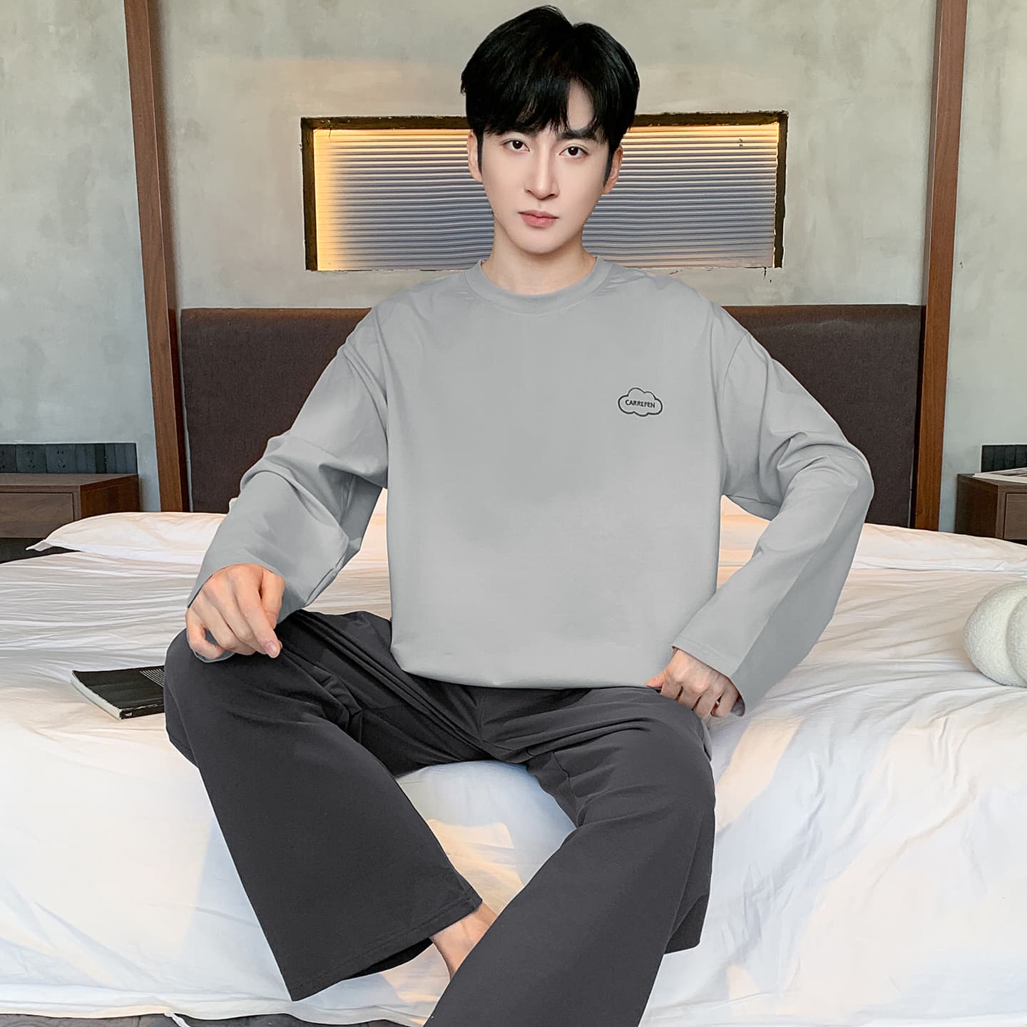 Пижама MIIOW Light Gray Magic Flower Set Men's Pajama Sets - изображение 2
