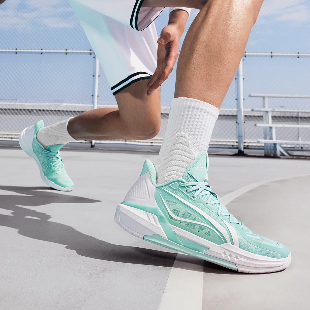Кроссовки для баскетбола Li-Ning LINING Cloud 3 Технология BOOM стабильная поддержка Покрытие легкий и удобный Лоу-топы Баскетбольные кроссовки Мужской островной сине-белый - изображение 6