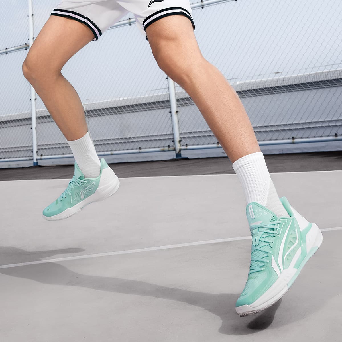 Кроссовки для баскетбола Li-Ning LINING Cloud 3 Технология BOOM стабильная поддержка Покрытие легкий и удобный Лоу-топы Баскетбольные кроссовки Мужской островной сине-белый - изображение 8