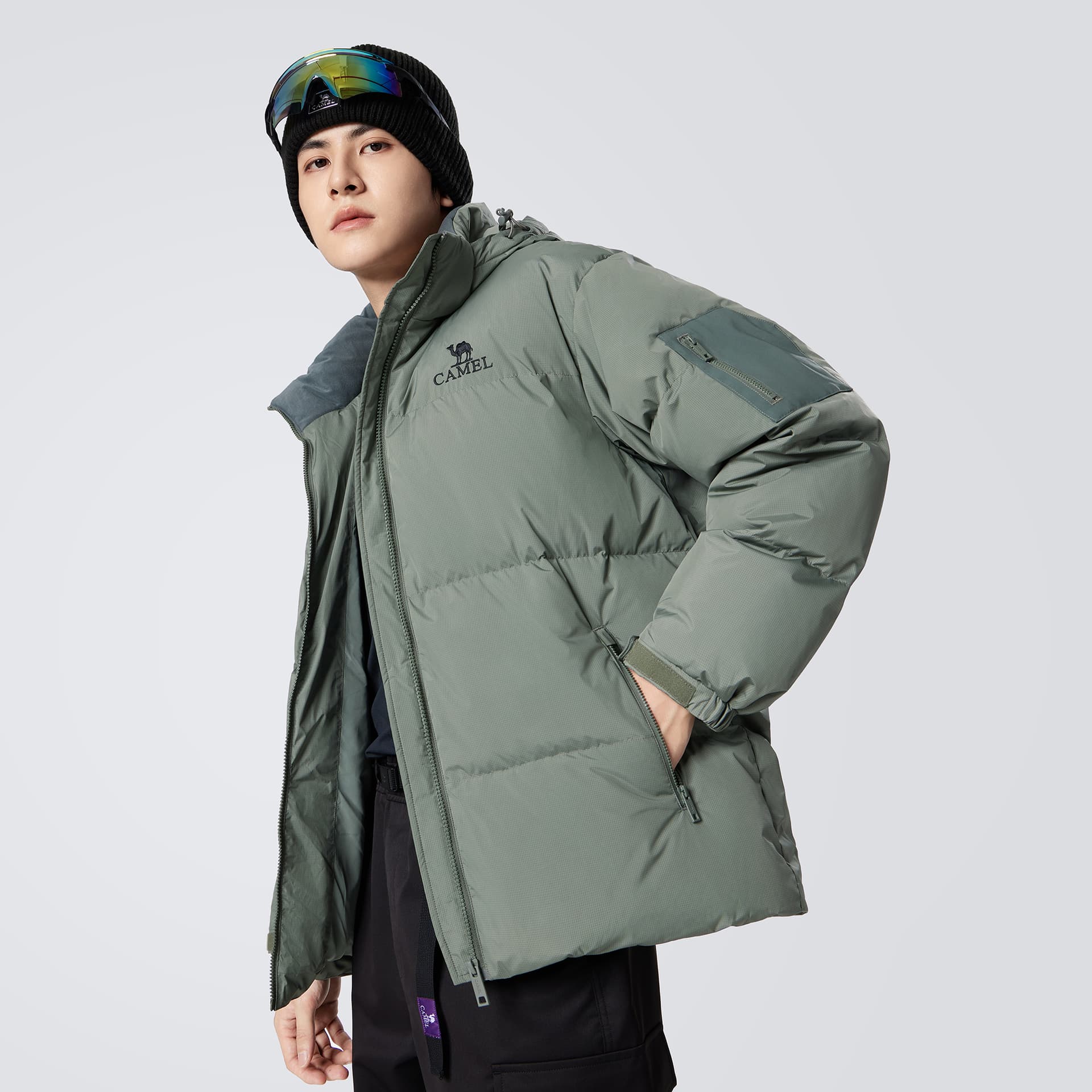 Зимняя куртка CAMEL Outdoor Однотонный Windproof Съемный С капюшоном Термический Тепловой Водонепроницаемый Флис Пальто С наполнителем Пуховик Мужской - изображение 6