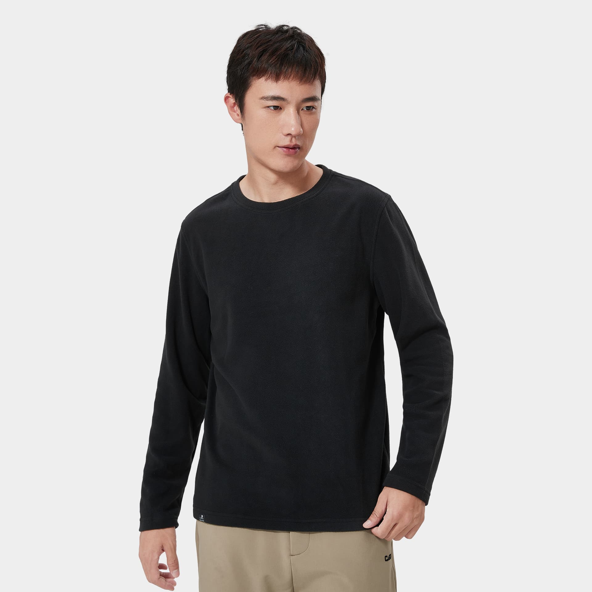 CAMEL Fleece Series Однотонный базовый свитшот с круглым вырезом, теплоизоляционный, мягкий и удобный, мужской - изображение 4