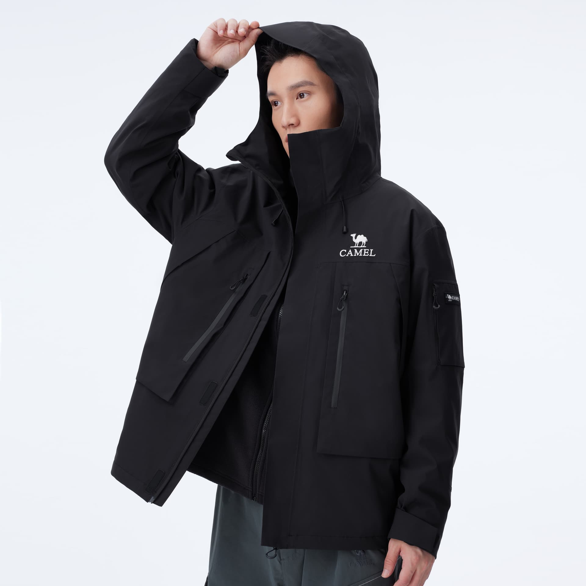 Демисезонная куртка CAMEL All-Weather Series Mountain Outdoor Functional Wind NR99 Stormproof Windproof Jacket with Two Side Zipper Pockets Fleece 3-in-1 Unisex - изображение 6