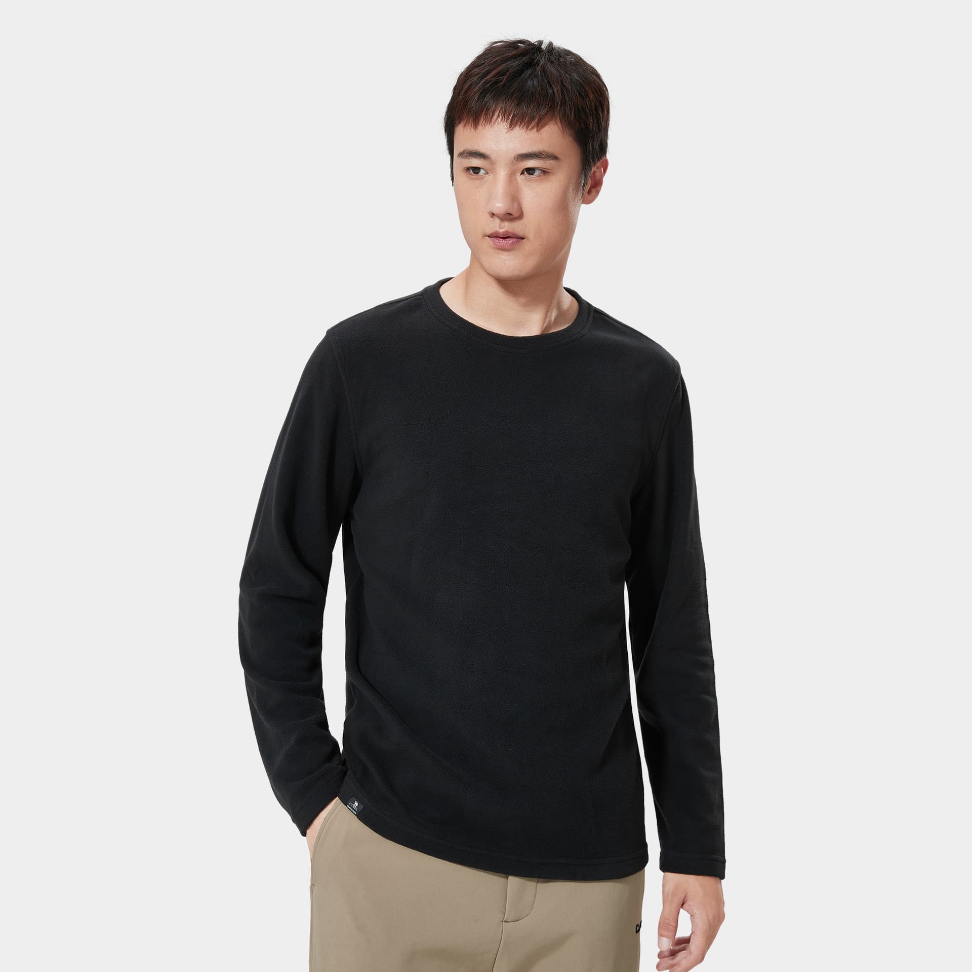 CAMEL Fleece Series Однотонный базовый свитшот с круглым вырезом, теплоизоляционный, мягкий и удобный, мужской - изображение 3