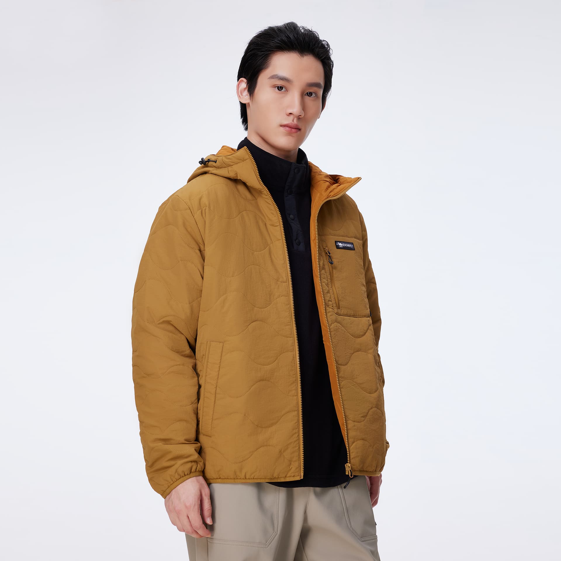 Зимняя куртка пуховик Верблюжий цвет Warm Fleece Collection Мужская хлопковая куртка - изображение 16