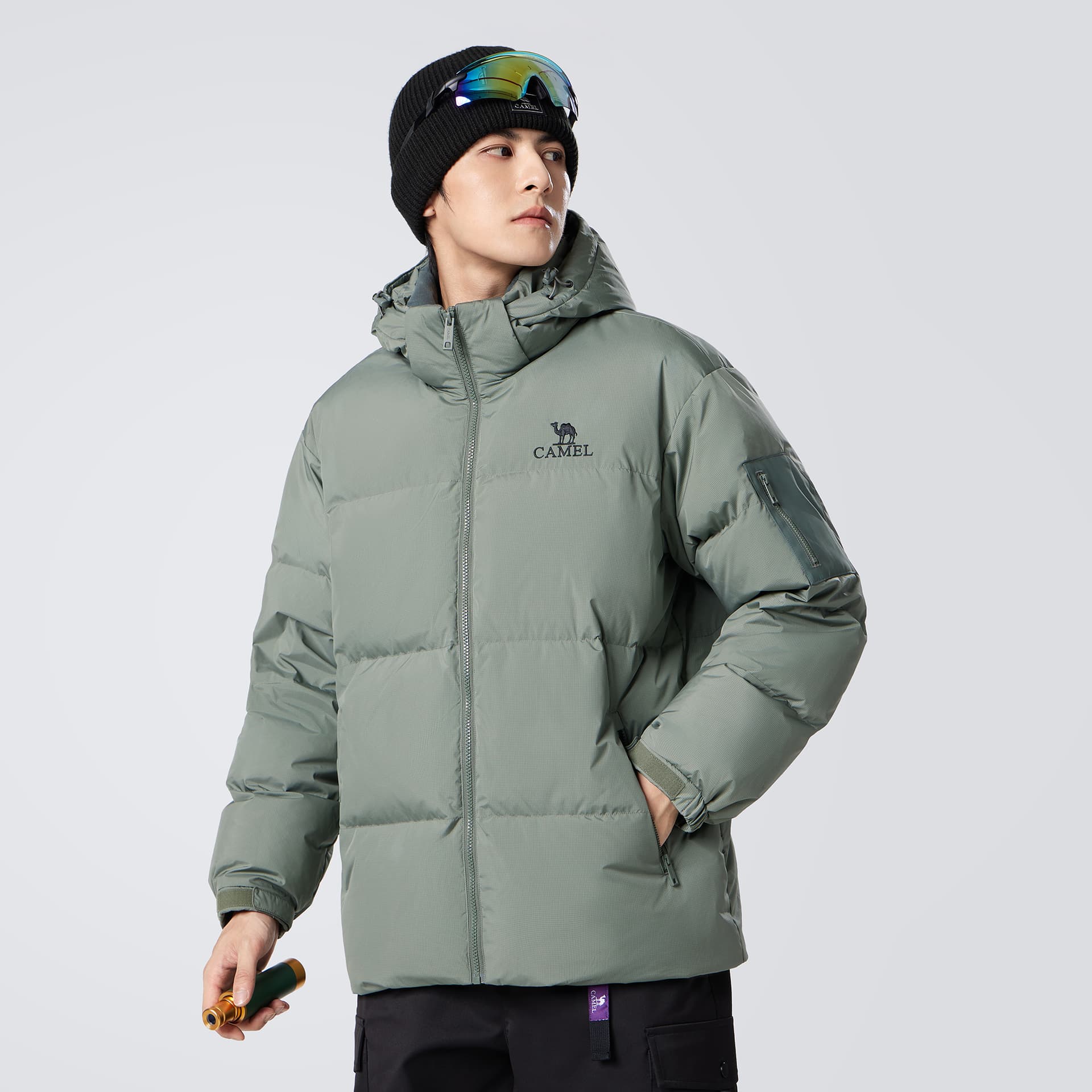 Зимняя куртка CAMEL Outdoor Однотонный Windproof Съемный С капюшоном Термический Тепловой Водонепроницаемый Флис Пальто С наполнителем Пуховик Мужской - изображение 5
