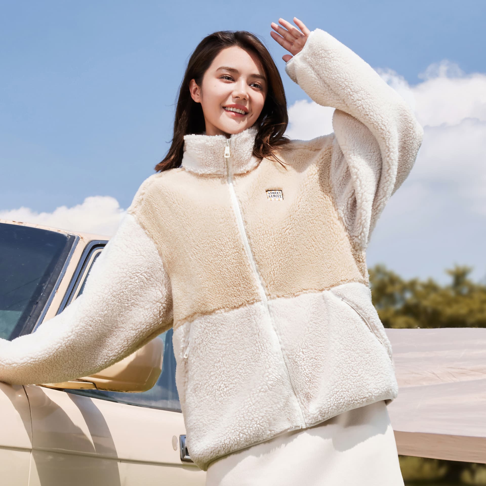 Куртка CAMEL Унисекс бархатные куртки из шерпы с цветовым блоком - изображение 8