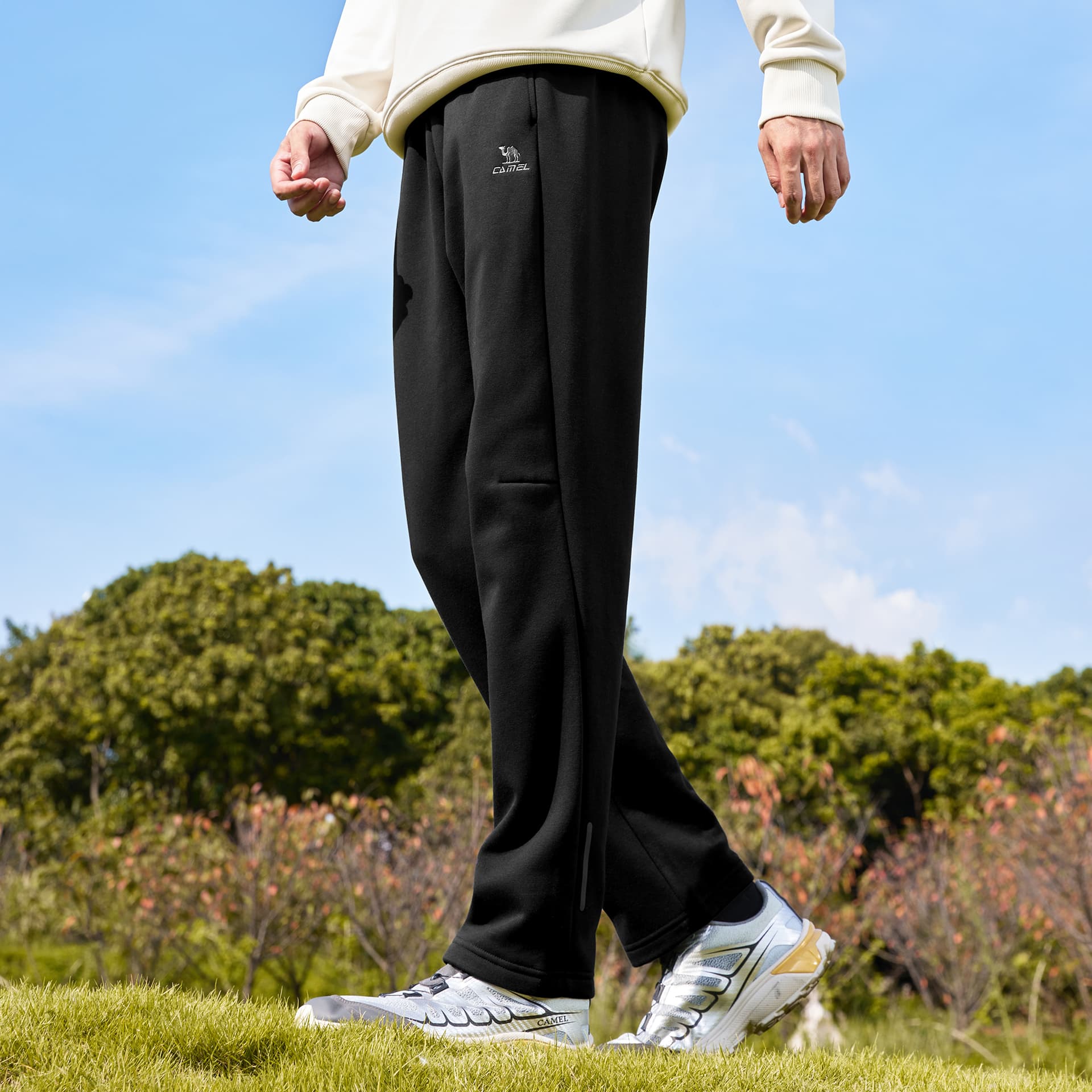 Штаны Верблюжий цвет Urban Techwear Collection Однотонный логотип с флисовой подкладкой термические повседневные штаны мужские - изображение 5