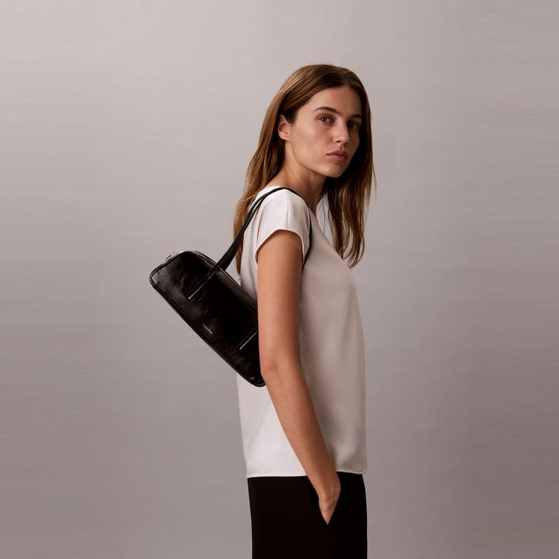 Мини-сумка calvin klein Смешанный материал Сумки через плечо Средний Женские Космический черный - изображение 6