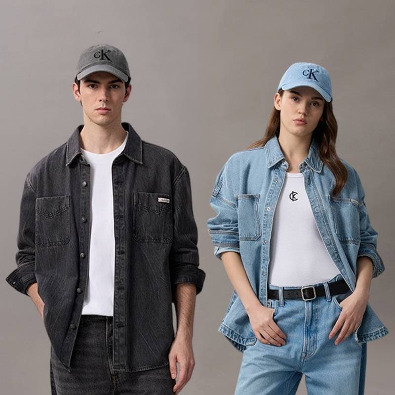 Кепка Calvin Klein Хлопковый Волокно Кепки Унисекс Джинсовый Светло-Синий - изображение 4