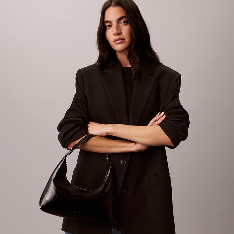 Мини-сумка calvin klein Смешанный материал Сумки через плечо Средний Женские Космический черный - изображение 4