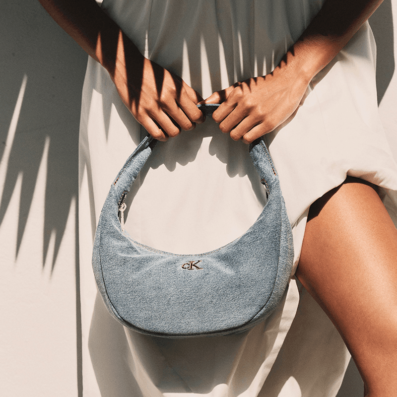 Мини-сумка Calvin Klein Ткань Сумка через плечо Средняя Женская Джинсовая Светло-Синяя - изображение 4