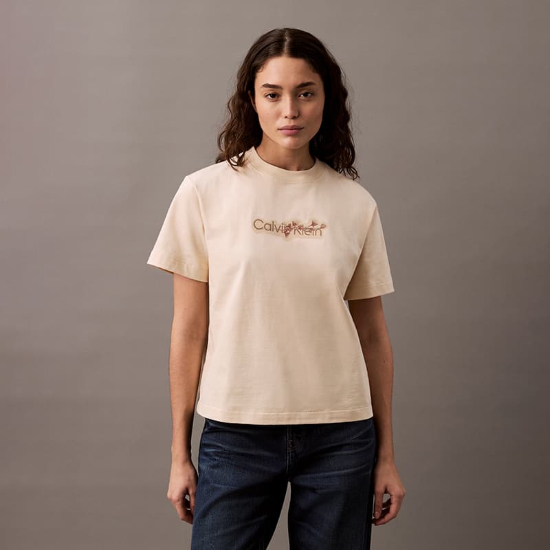 Футболка Calvin Klein T-рубашка женская C7P теплый песочный - изображение 3