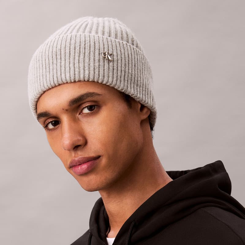 Шапка CALVIN KLEIN Шапка из овечьей шерсти полиамида Унисекс Кокосово-серый - изображение 6