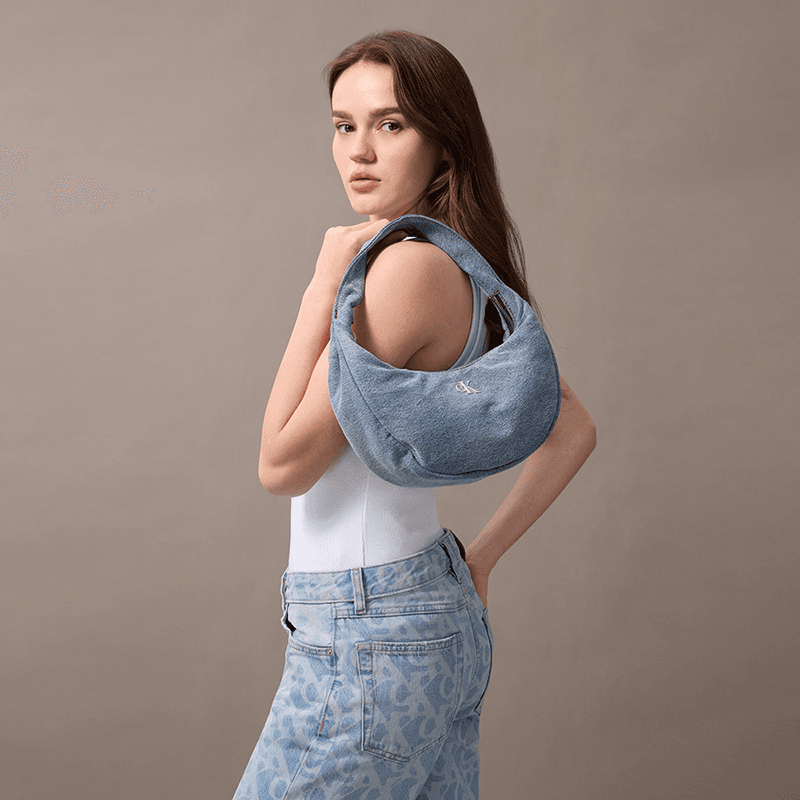 Мини-сумка Calvin Klein Ткань Сумка через плечо Средняя Женская Джинсовая Светло-Синяя - изображение 8