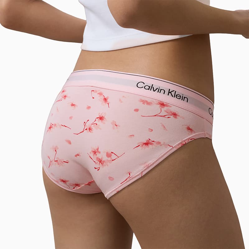 Трусы Calvin Klein 3Z0 Светло-розовый Вишневый цветок Принт Женские Трусики-бикини - изображение 5