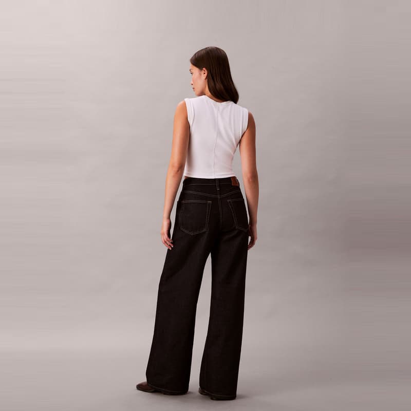 Джинсы Calvin Klein Wide Leg Version N8D Темно-синий деним Женские Джинсы - изображение 4