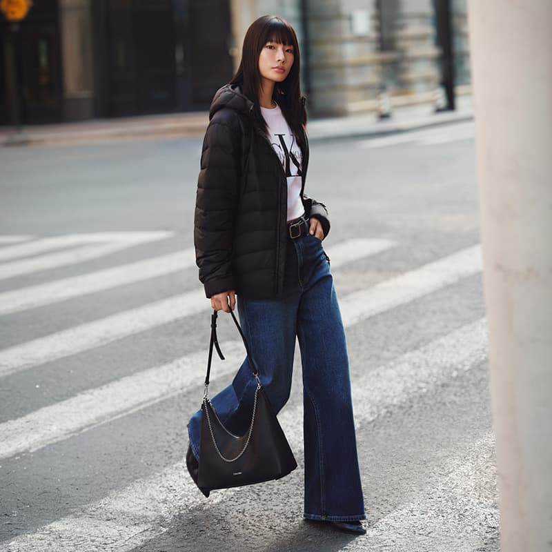 Мини-сумка calvin klein Смешанный материал Сумки через плечо Женские Космический черный - изображение 4
