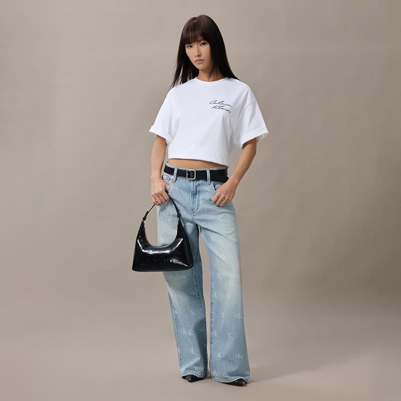 Мини-сумка calvin klein Смешанный материал Сумки через плечо Средний Женские Космический черный - изображение 5