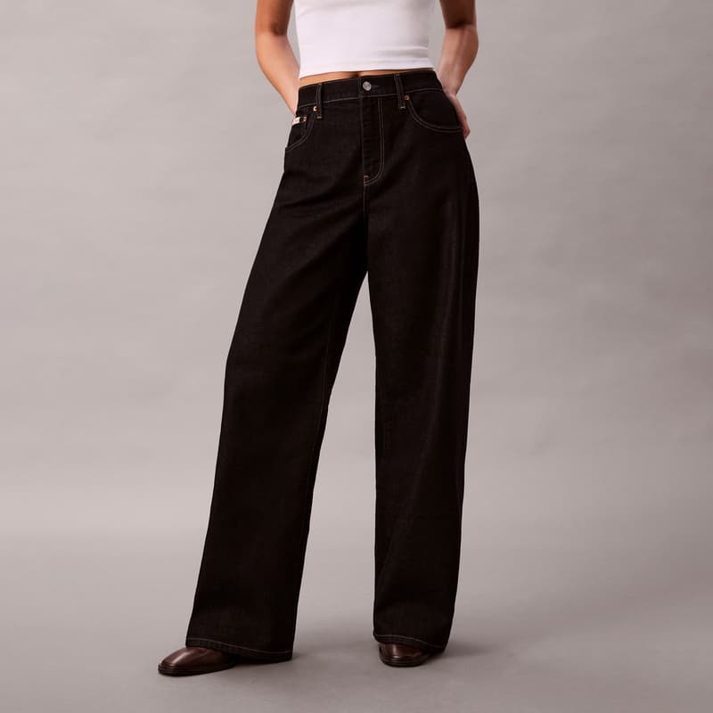 Джинсы Calvin Klein Wide Leg Version N8D Темно-синий деним Женские Джинсы - изображение 3