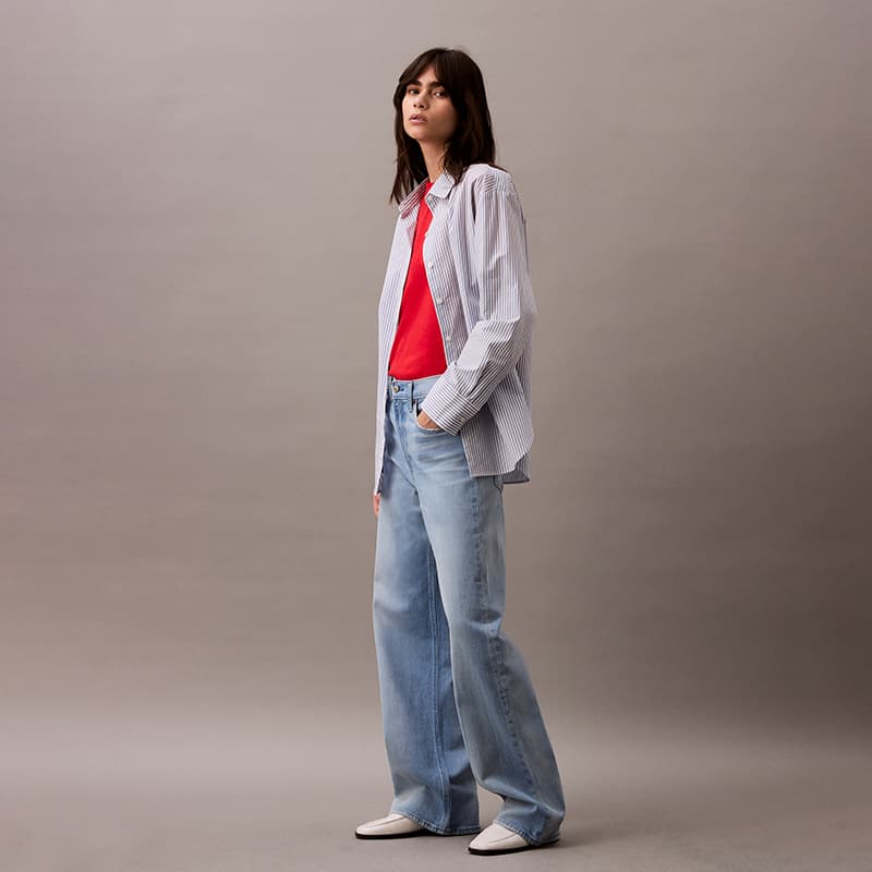 Джинсы Calvin Klein Wide Leg Version VYF Джинсы Светло-Синие Женские - изображение 4