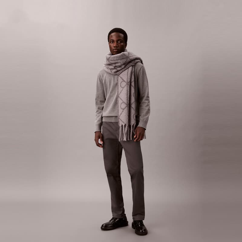Шарф Calvin Klein Шарфы из акрила полиамида шерсть ягненка вязаные мужские темно-серый - изображение 5