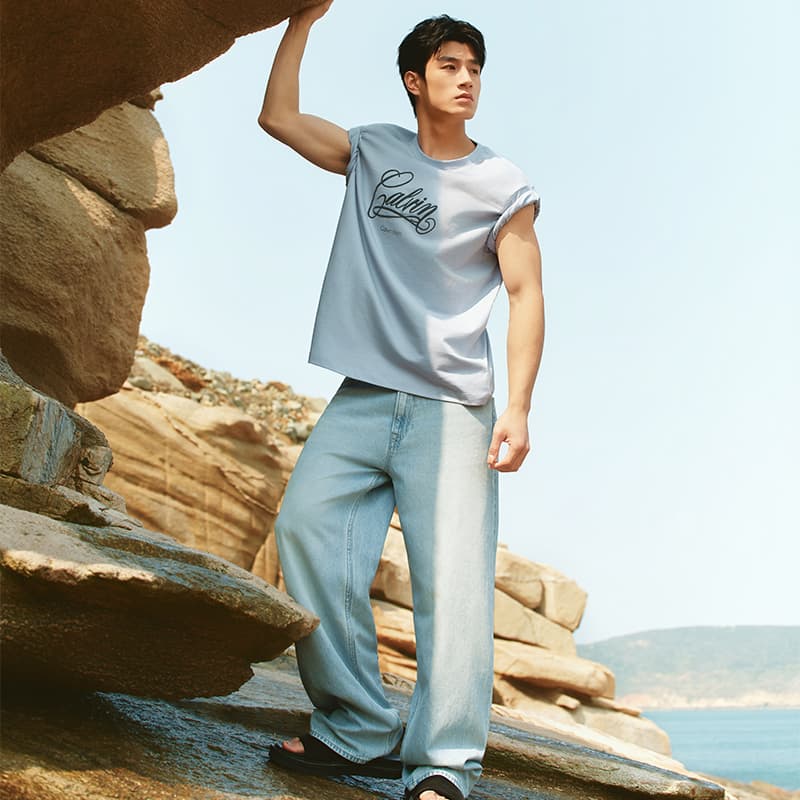 Штаны CALVIN KLEIN SS25 Джинсы Мужские Джинсовые Светло-Синие - изображение 3