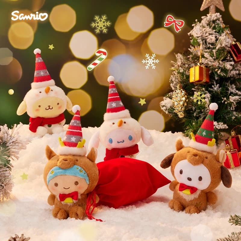 Sanrio Синнаморолл Рождество Шляпа Куклы Плюшевый Украшение Длина корпуса 8 см - изображение 2