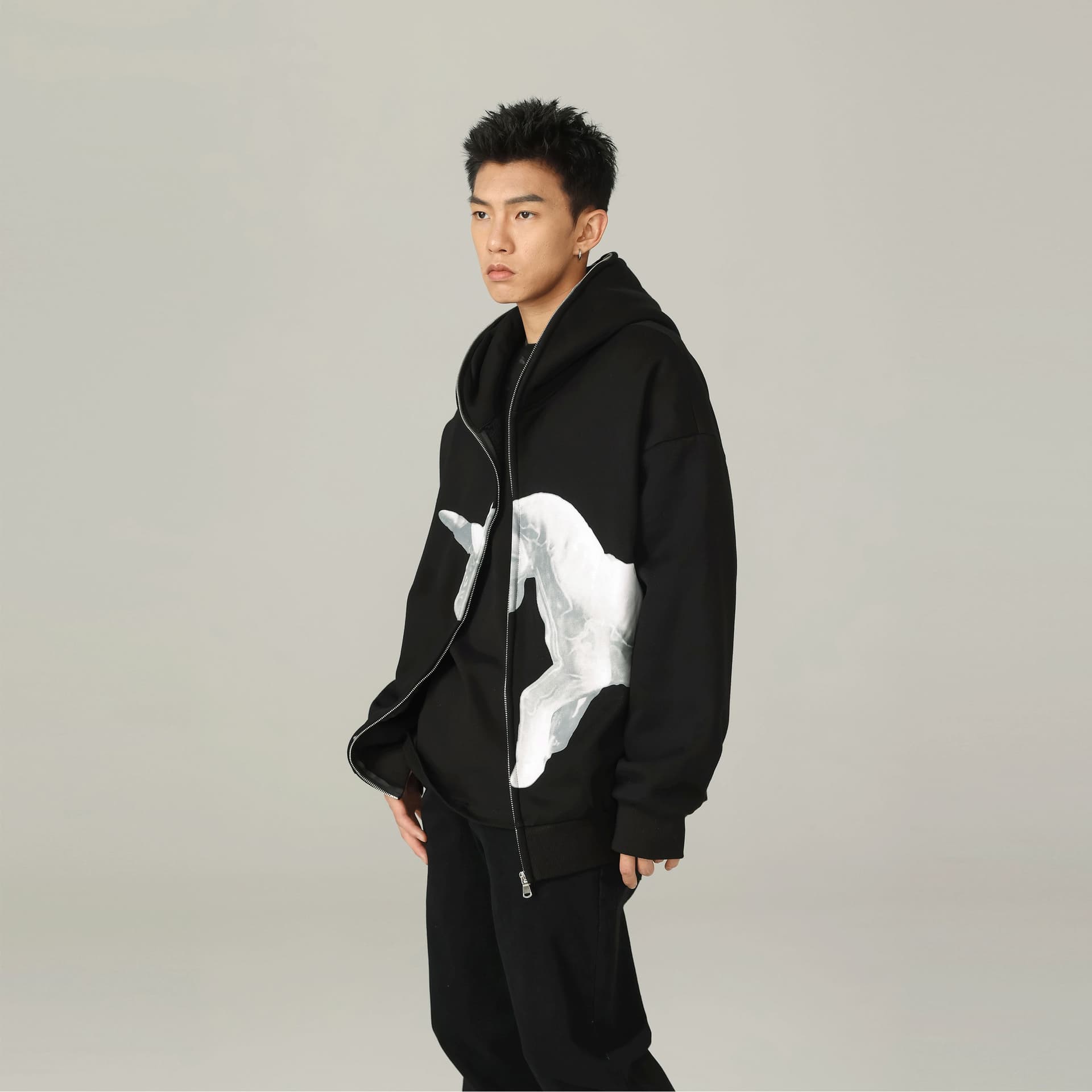 Худи Duamin Unisex Unicorn Print Hoodie Black - изображение 7