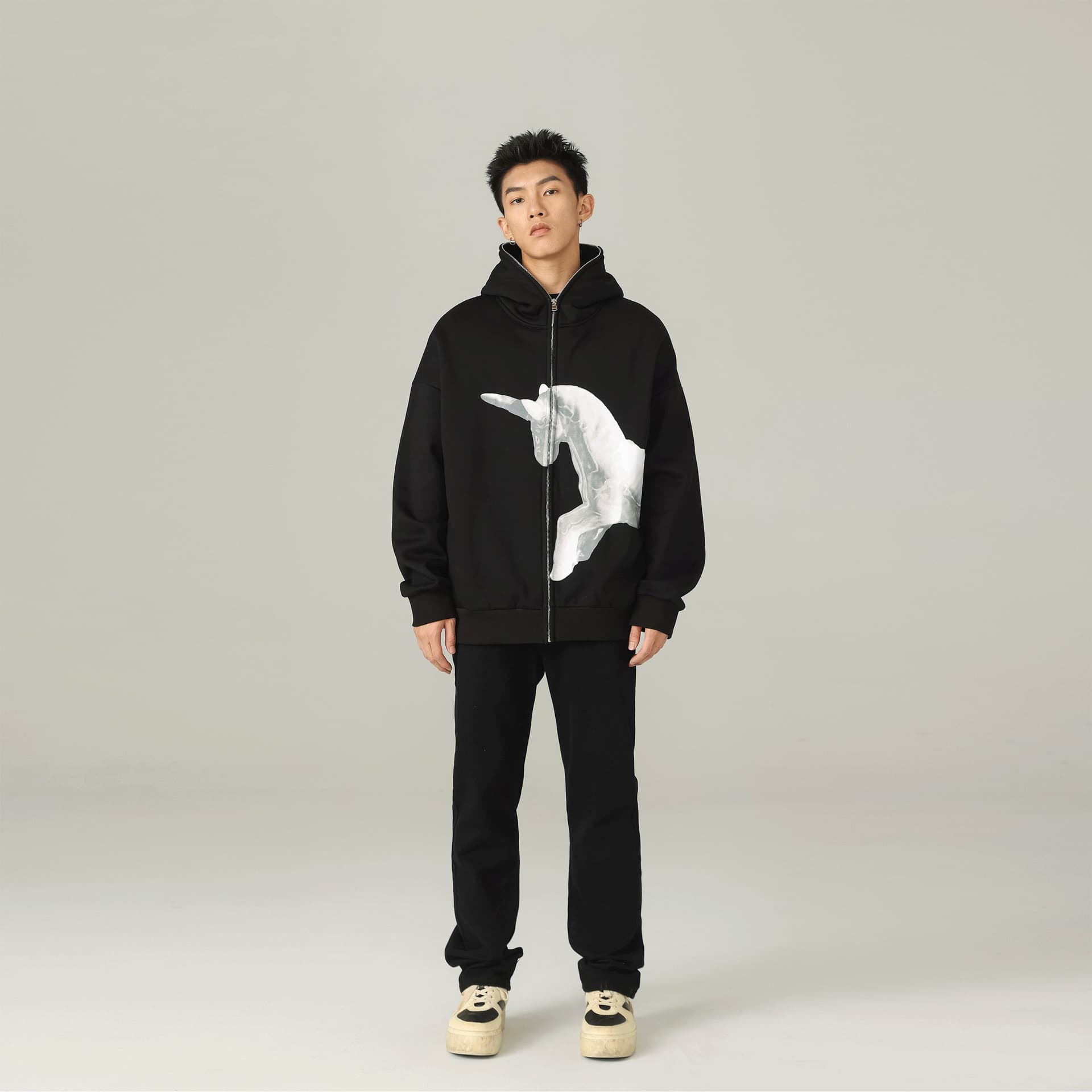 Худи Duamin Unisex Unicorn Print Hoodie Black - изображение 5