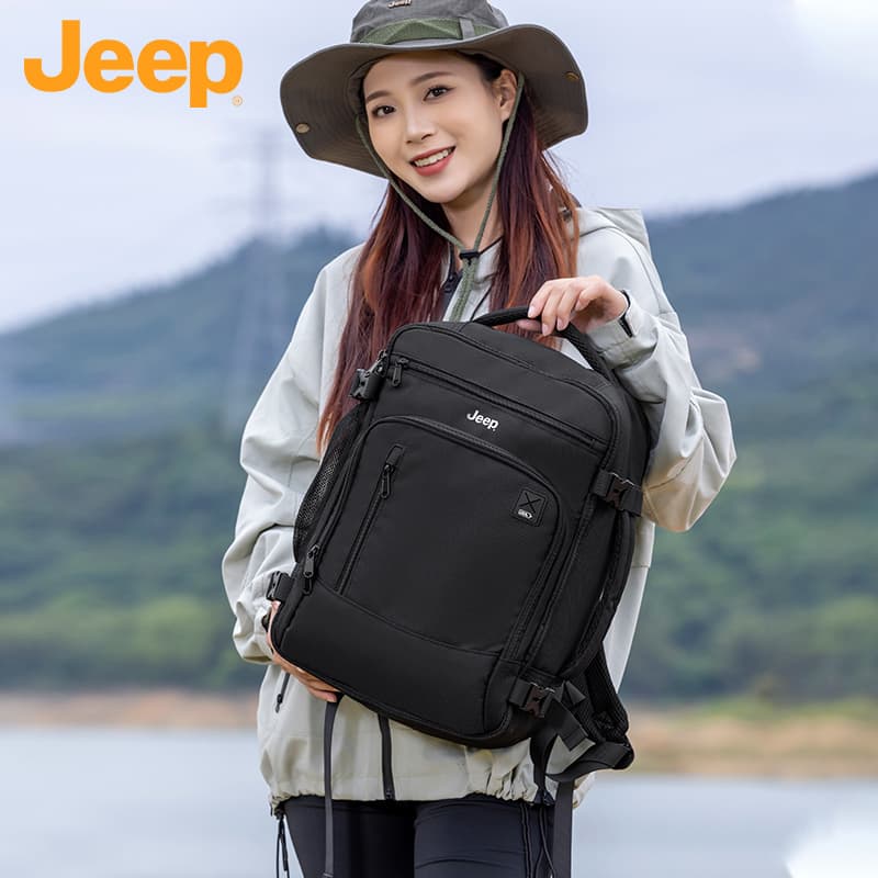 Рюкзак Рюкзак Jeep из полиэстерового волокна стандартный (стандартный) унисекс черный коричневый - изображение 2
