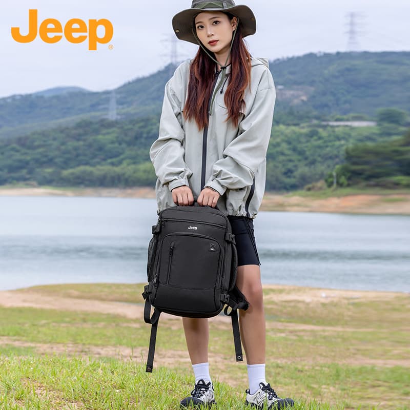 Рюкзак Рюкзак Jeep из полиэстерового волокна стандартный (стандартный) унисекс черный коричневый - изображение 3