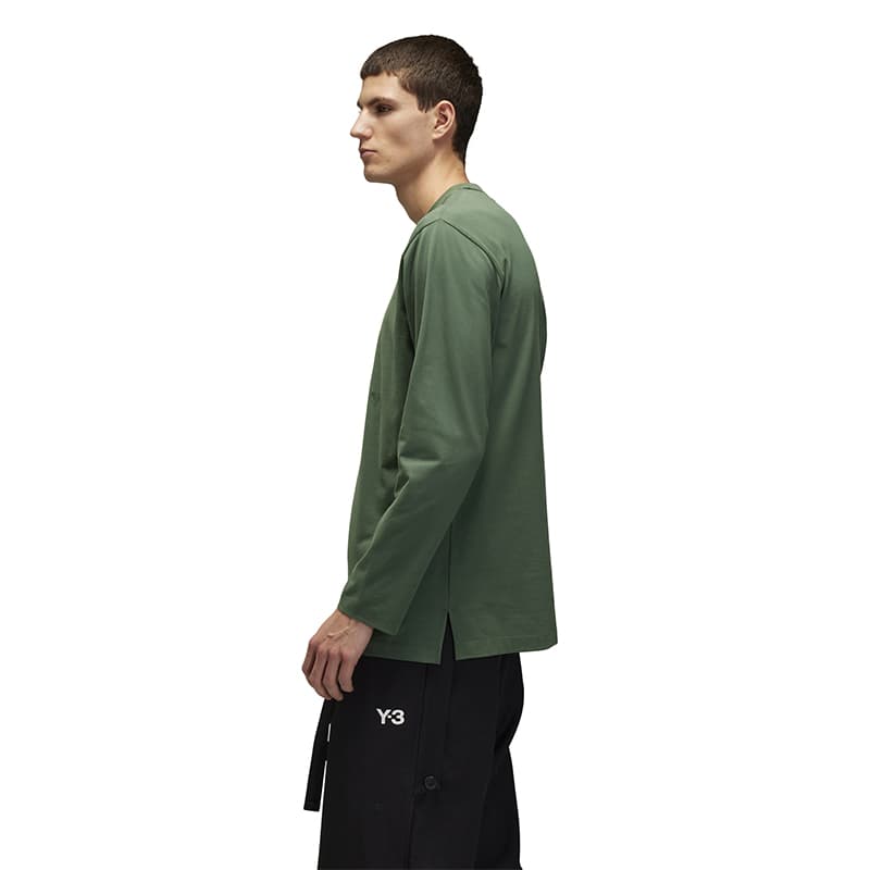 Футболка Y-3 LS TEE Унисекс Оливковый зеленый - изображение 3